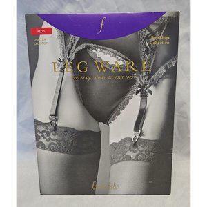 Frederick's of Hollywood Red Scallop Lace Top Nylon Stockings Size L